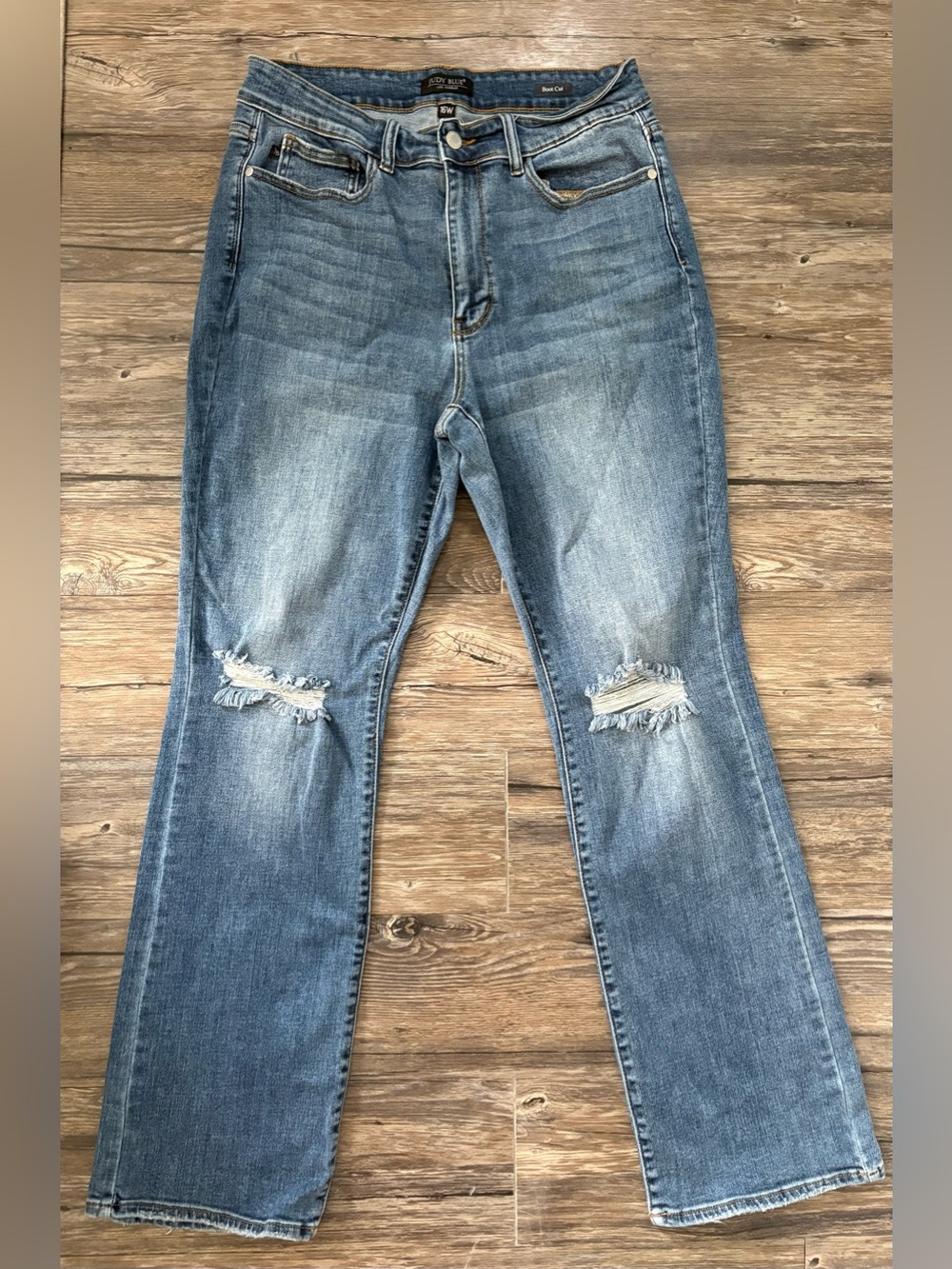 Judy Blue Boot Cut Jeans Size 16W Distressed Medium Wash Stretch Denim